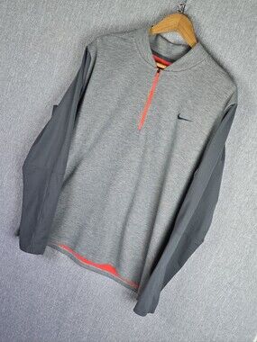 Nike Tiger Woods TW Tech 1/2 Zip Pullover Sweater Gray/Orange Mens Sz XL
